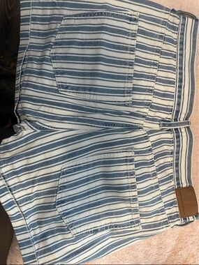 Striped Blue and White denim shorts